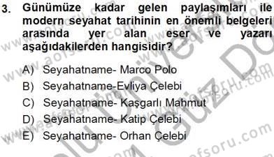 Seyahat Acentacılığı ve Tur Operatörlüğü Dersi 2013 - 2014 Yılı (Vize) Ara Sınavı 3. Soru