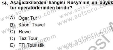 Seyahat Acentacılığı ve Tur Operatörlüğü Dersi Ara Sınavı Deneme Sınav Soruları 14. Soru