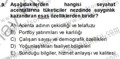 Seyahat Acentacılığı ve Tur Operatörlüğü Dersi Ara Sınavı Deneme Sınav Soruları 9. Soru