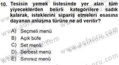 Seyahat Acentacılığı ve Tur Operatörlüğü Dersi 2015 - 2016 Yılı (Vize) Ara Sınav Soruları 10. Soru