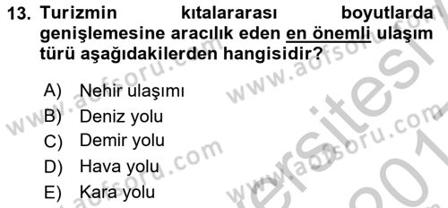 Seyahat Acentacılığı ve Tur Operatörlüğü Dersi 2016 - 2017 Yılı 3 Ders Sınav Soruları 13. Soru