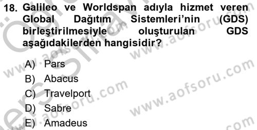 Seyahat Acentacılığı ve Tur Operatörlüğü Dersi 2016 - 2017 Yılı 3 Ders Sınav Soruları 18. Soru