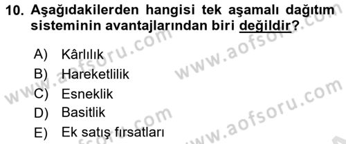Seyahat Acentacılığı ve Tur Operatörlüğü Dersi Ara Sınavı Deneme Sınav Soruları 10. Soru