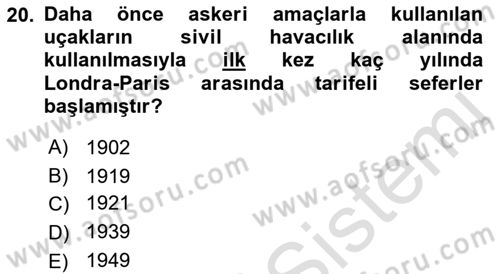 Seyahat Acentacılığı ve Tur Operatörlüğü Dersi Ara Sınavı Deneme Sınav Soruları 20. Soru