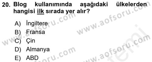 Seyahat Acentacılığı ve Tur Operatörlüğü Dersi 2017 - 2018 Yılı 3 Ders Sınav Soruları 20. Soru