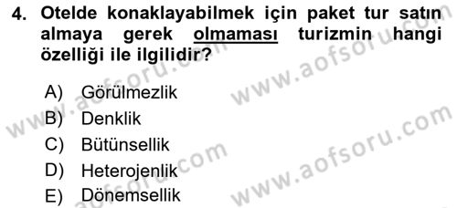 Seyahat Acentacılığı ve Tur Operatörlüğü Dersi Ara Sınavı Deneme Sınav Soruları 4. Soru