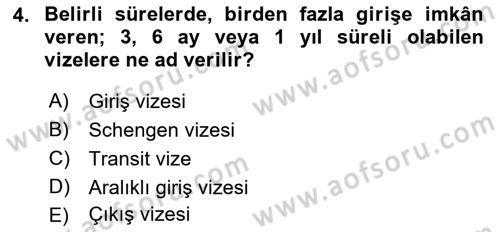 Seyahat Acentacılığı ve Tur Operatörlüğü Dersi 2018 - 2019 Yılı 3 Ders Sınav Soruları 4. Soru