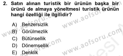 Seyahat Acentacılığı ve Tur Operatörlüğü Dersi 2018 - 2019 Yılı (Vize) Ara Sınavı 2. Soru