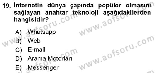 Seyahat Acentacılığı ve Tur Operatörlüğü Dersi 2018 - 2019 Yılı (Final) Dönem Sonu Sınav Soruları 19. Soru