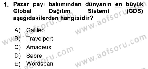 Seyahat Acentacılığı ve Tur Operatörlüğü Dersi 2018 - 2019 Yılı Yaz Okulu Sınav Soruları 1. Soru