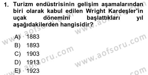 Seyahat Acentacılığı ve Tur Operatörlüğü Dersi 2019 - 2020 Yılı (Final) Dönem Sonu Sınav Soruları 1. Soru