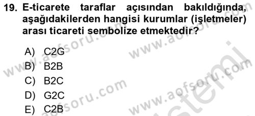 Seyahat Acentacılığı ve Tur Operatörlüğü Dersi 2019 - 2020 Yılı (Final) Dönem Sonu Sınav Soruları 19. Soru