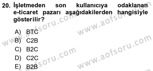 Seyahat Acentacılığı ve Tur Operatörlüğü Dersi 2021 - 2022 Yılı (Final) Dönem Sonu Sınav Soruları 20. Soru