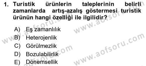 Seyahat Acentacılığı ve Tur Operatörlüğü Dersi 2022 - 2023 Yılı (Vize) Ara Sınav Soruları 1. Soru