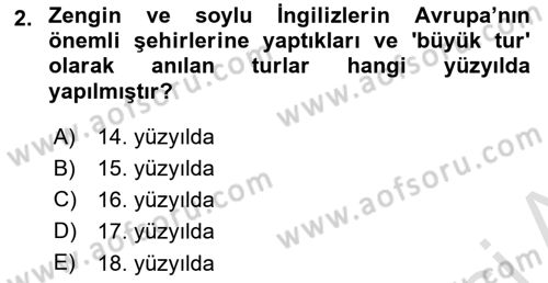 Seyahat Acentacılığı ve Tur Operatörlüğü Dersi 2022 - 2023 Yılı (Vize) Ara Sınav Soruları 2. Soru