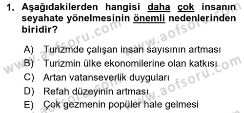 Seyahat Acentacılığı ve Tur Operatörlüğü Dersi 2022 - 2023 Yılı (Final) Dönem Sonu Sınav Soruları 1. Soru