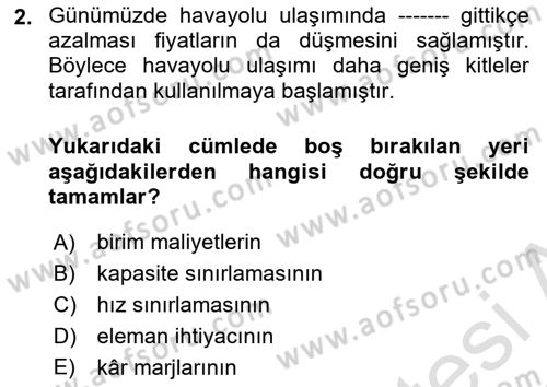 Seyahat Acentacılığı ve Tur Operatörlüğü Dersi 2022 - 2023 Yılı (Final) Dönem Sonu Sınav Soruları 2. Soru