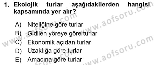 Seyahat Acentacılığı ve Tur Operatörlüğü Dersi 2023 - 2024 Yılı Yaz Okulu Sınav Soruları 1. Soru