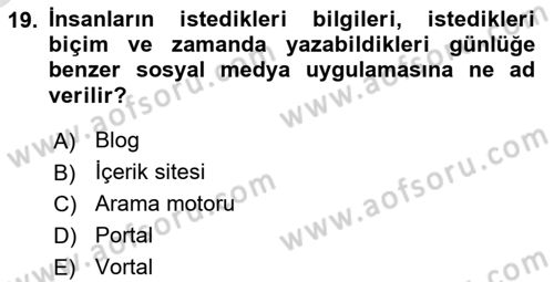 Seyahat Acentacılığı ve Tur Operatörlüğü Dersi 2023 - 2024 Yılı Yaz Okulu Sınav Soruları 19. Soru