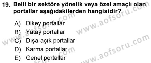 Seyahat Acentacılığı ve Tur Operatörlüğü Dersi 2024 - 2025 Yılı (Final) Dönem Sonu Sınav Soruları 19. Soru