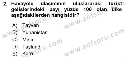 Seyahat Acentacılığı ve Tur Operatörlüğü Dersi 2024 - 2025 Yılı (Final) Dönem Sonu Sınav Soruları 2. Soru