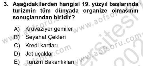 Seyahat Acentacılığı ve Tur Operatörlüğü Dersi 2024 - 2025 Yılı (Final) Dönem Sonu Sınav Soruları 3. Soru