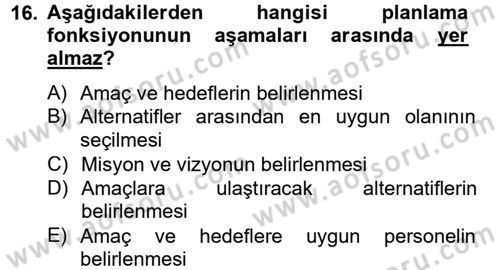 Rekreasyon Yönetimi Dersi 2012 - 2013 Yılı (Vize) Ara Sınav Soruları 16. Soru