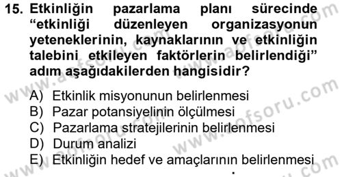 Rekreasyon Yönetimi Dersi 2012 - 2013 Yılı (Final) Dönem Sonu Sınav Soruları 15. Soru