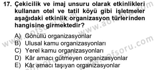 Rekreasyon Yönetimi Dersi 2012 - 2013 Yılı (Final) Dönem Sonu Sınav Soruları 17. Soru