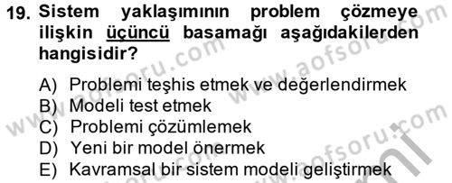 Rekreasyon Yönetimi Dersi 2013 - 2014 Yılı (Vize) Ara Sınav Soruları 19. Soru