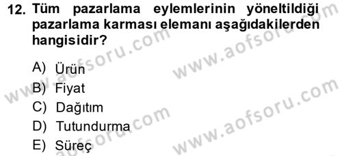 Rekreasyon Yönetimi Dersi 2013 - 2014 Yılı (Final) Dönem Sonu Sınav Soruları 12. Soru
