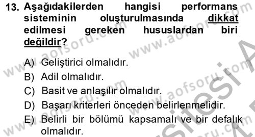 Rekreasyon Yönetimi Dersi 2013 - 2014 Yılı (Final) Dönem Sonu Sınav Soruları 13. Soru