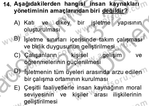 Rekreasyon Yönetimi Dersi 2013 - 2014 Yılı (Final) Dönem Sonu Sınav Soruları 14. Soru