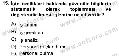Rekreasyon Yönetimi Dersi 2013 - 2014 Yılı (Final) Dönem Sonu Sınav Soruları 15. Soru