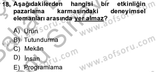 Rekreasyon Yönetimi Dersi 2013 - 2014 Yılı (Final) Dönem Sonu Sınav Soruları 18. Soru