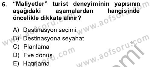 Rekreasyon Yönetimi Dersi 2013 - 2014 Yılı (Final) Dönem Sonu Sınav Soruları 6. Soru