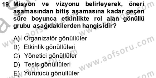 Rekreasyon Yönetimi Dersi 2014 - 2015 Yılı (Vize) Ara Sınav Soruları 19. Soru