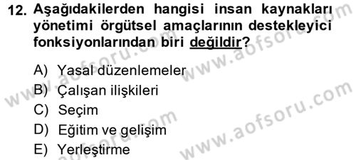 Rekreasyon Yönetimi Dersi 2014 - 2015 Yılı (Final) Dönem Sonu Sınav Soruları 12. Soru