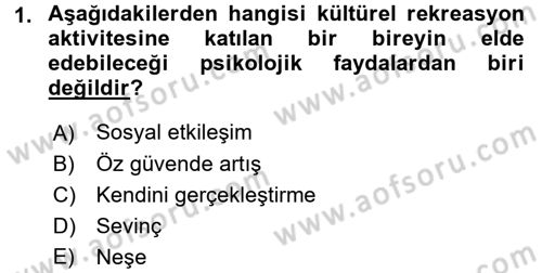 Rekreasyon Yönetimi Dersi 2015 - 2016 Yılı (Vize) Ara Sınav Soruları 1. Soru