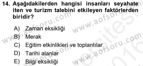 Rekreasyon Yönetimi Dersi 2015 - 2016 Yılı (Vize) Ara Sınav Soruları 14. Soru