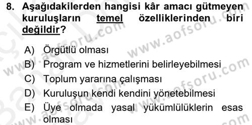 Rekreasyon Yönetimi Dersi 2015 - 2016 Yılı (Vize) Ara Sınav Soruları 8. Soru