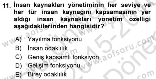 Rekreasyon Yönetimi Dersi 2015 - 2016 Yılı (Final) Dönem Sonu Sınav Soruları 11. Soru