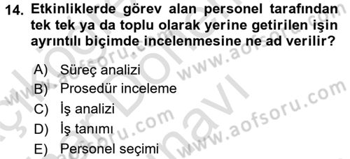 Rekreasyon Yönetimi Dersi 2015 - 2016 Yılı (Final) Dönem Sonu Sınav Soruları 14. Soru