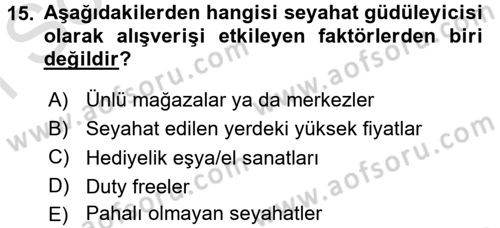 Rekreasyon Yönetimi Dersi 2015 - 2016 Yılı (Final) Dönem Sonu Sınav Soruları 15. Soru