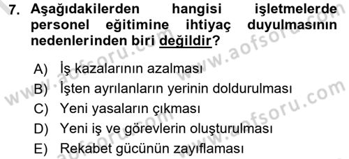 Rekreasyon Yönetimi Dersi 2015 - 2016 Yılı (Final) Dönem Sonu Sınav Soruları 7. Soru