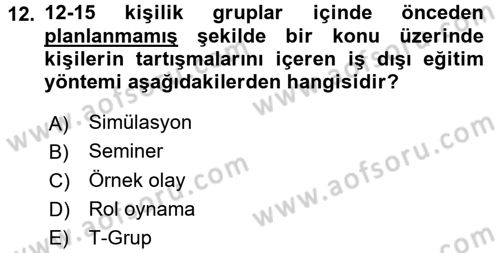 Rekreasyon Yönetimi Dersi 2015 - 2016 Yılı Tek Ders Sınav Soruları 12. Soru