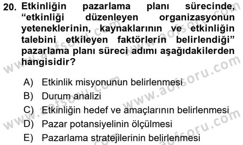 Rekreasyon Yönetimi Dersi 2015 - 2016 Yılı Tek Ders Sınav Soruları 20. Soru