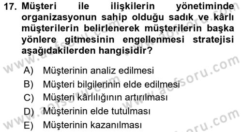 Rekreasyon Yönetimi Dersi 2016 - 2017 Yılı 3 Ders Sınav Soruları 17. Soru