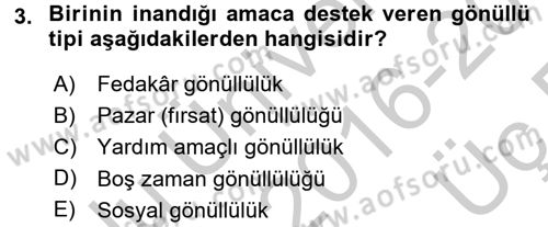 Rekreasyon Yönetimi Dersi 2016 - 2017 Yılı 3 Ders Sınav Soruları 3. Soru