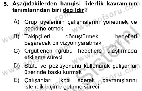 Rekreasyon Yönetimi Dersi 2016 - 2017 Yılı 3 Ders Sınav Soruları 5. Soru